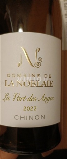 Vallée de la Loire Chinon Domaine La Noblaie La Part des Anges 2022