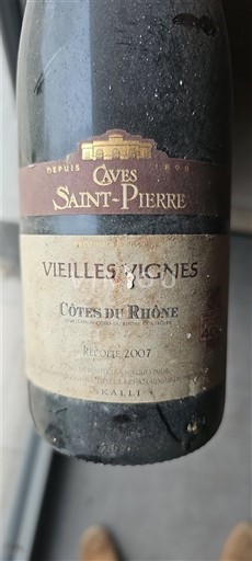 Vin Rouge sec Vieilles Vignes Caves Saint-Pierre 2007 France Vallée du Rhône Côtes-du-rhône AOC