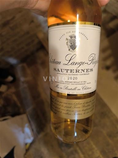 Bordeaux Sauternes Château Lange Réglat 2020