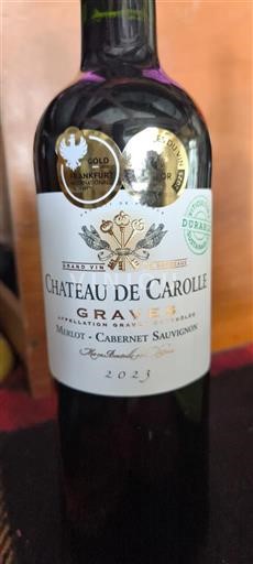 Vin Rouge sec Château Carolle 2023 France Bordeaux Graves AOC