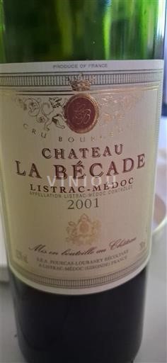 Bordeaux Listrac-Médoc Cru Bourgeois Château La Bécade 2001