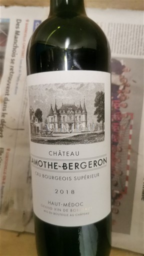 Burdeos Haut-Médoc Cru Bourgeois Supérieur Château Lamothe-Bergeron 2018