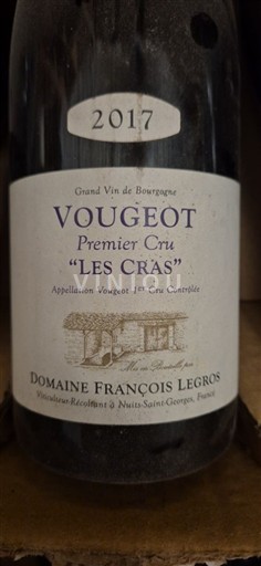 Bourgogne Vougeot Premier Cru Domaine François Legros Les Cras 2017