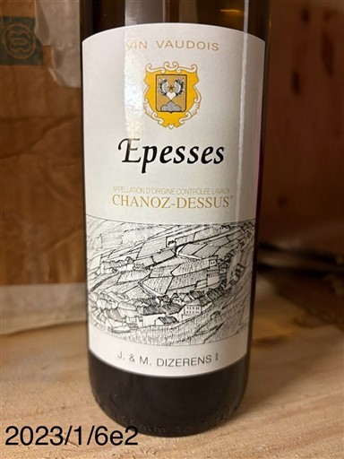 Vin Blanc sec Chanoz-Dessus J. & M. Dizerens 2023 Suisse Vaud AOC