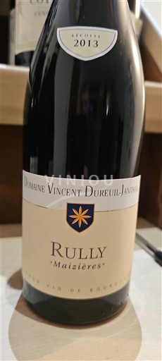 Burgundi Rully Domaine Vincent Dureuil-Janthial Maizières 2013