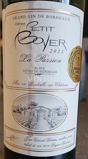 Bordeaux Blaye-Côtes-de-Bordeaux Château Petit Boyer La Passion 2023