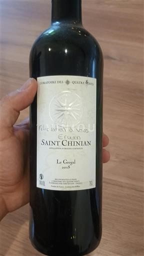 Languedoque Saint-Chinian Cave des Quatre Vents Le Gregal 2018