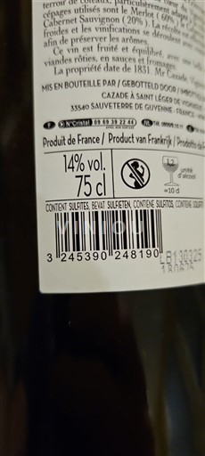 Bordeaux Cazade à Saint Légér 2022