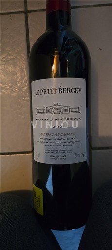 Bordeaux Pessac-Léognan Le Petit Bergey 2018