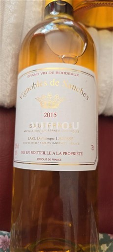 Bordéus Sauternes Vignobles de Ronchès 2015