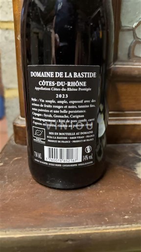 Thung lũng Rhône Côtes-du-rhône Domaine La Bastide 2023