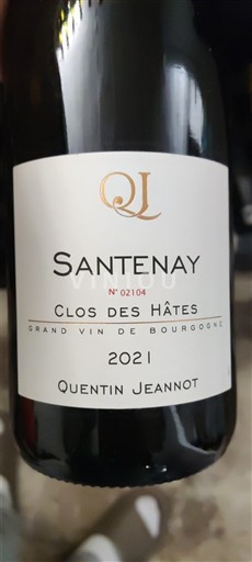 Bourgogne Santenay Quentin Jeannot Clos des Hâtes 2021