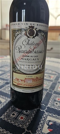 Bordeaux Margaux Deuxième Grand Cru Classé Château Rauzan-Gassies 1999