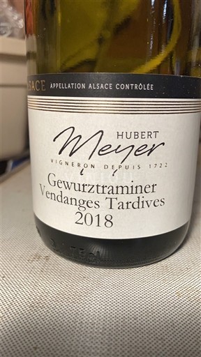 Alsace Vendanges Tardives Hubert Meyer Gewurztraminer Vendanges Tardives 2018
