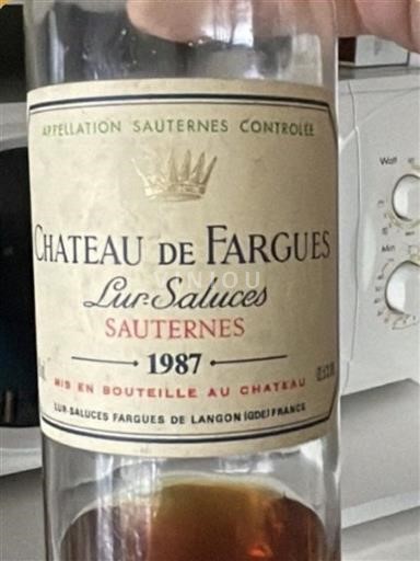 Bordeaux Sauternes Château Fargues 1987