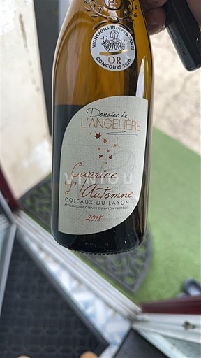 Loiredalen Coteaux-du-Layon Domaine L'Angelière Caprice d'Automne 2018