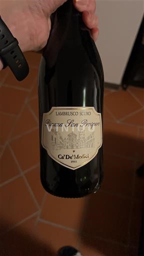Vin Effervescent Rouge sec Piazza San Prospero Ca' De' Medici Non millésimé Italie Emilie-Romagne Lambrusco DOC
