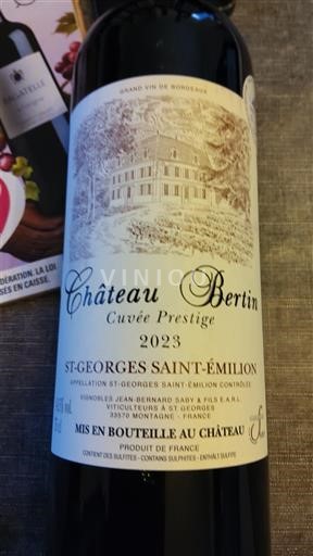 Bordeaux Saint-Georges-Saint-Émilion Château Bertin Prestige - Médaille d'argent Paris 2023 2023