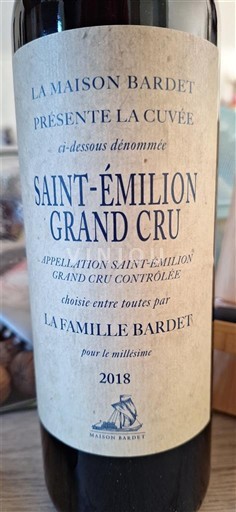 Burdeos Saint-Émilion Gran Cru Grand Cru La Maison Bardet Saint-Émilion Grand Cru 2018