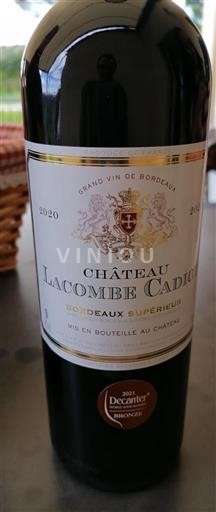 Bordeaux Bordeaux supérieur Château Lacombe Cadiot 2020