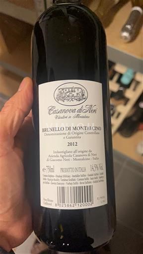 Vin Rouge sec Casanova di Neri 2012 Italie Toscane Brunello di Montalcino DOC