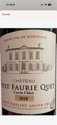 Bordeaux Saint-Émilion Grand Cru Château Petit Faurie Quet Chloé 2018