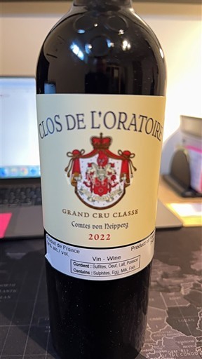 Bordeaux Saint-Émilion Grand Cru Grand Cru Classé Clos de l'Oratoire 2022