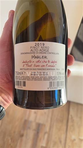 Vin Rouge sec PONKler Franz Haas 2019 Italie Vénétie Valdadige DOC