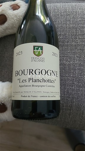 Vin Rouge sec Les Planchottes François Alaînes 2023 France Bourgogne AOC