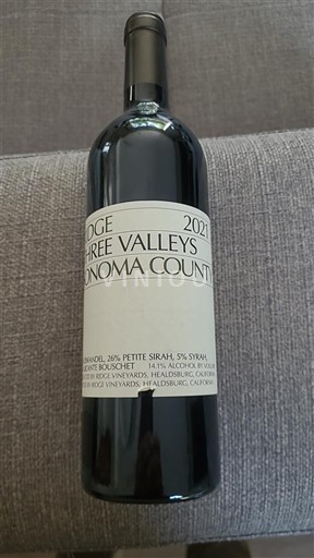 Kalifornische AVA Sonoma-Küste Ridge Vineyards Three Valleys 2021