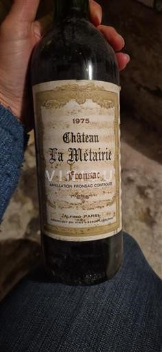 Vin Rouge sec Château La Métairie 1975 France Bordeaux Fronsac AOC
