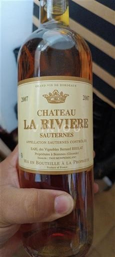 Bordeaux Sauternes Château La Rivière 2007