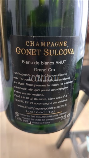 Champaña Champán Gonet Sulcova Blanc de blancs Brut Sin añada