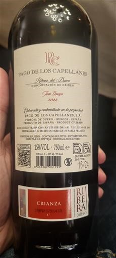 Castilien og León Ribera del Duero Pago de Los Capellanes Crianza 2022