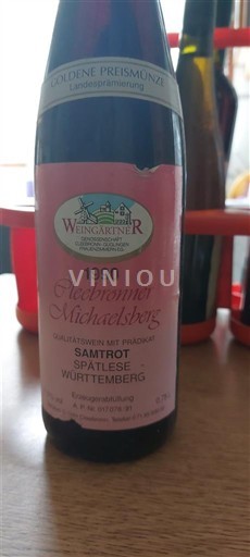 Württemberg Weingärtner Fleiner Michaelsberg Samtrot Spätlese 1990