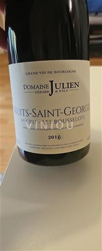 Bourgogne Nuits-Saint-Georges Premier Cru Domaine Julien (Gérard & Fils) Les Bousselots 2016
