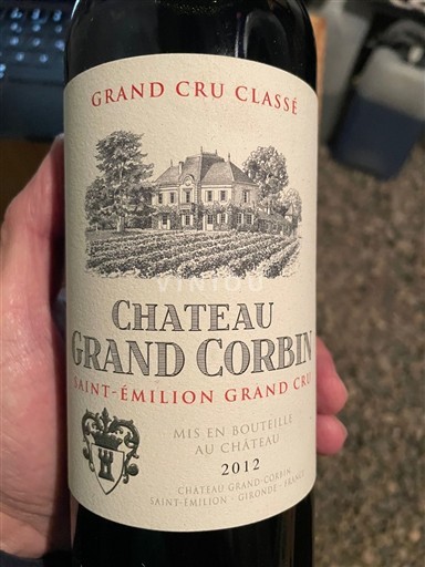 Bordeaux Saint-Émilion Grand Cru Grand Cru Classé Château Grand Corbin 2012