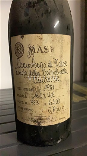 Vin Rouge sec Campolongo di Torbe Masi 1981 Italie Vénétie Recioto della Valpolicella DOC