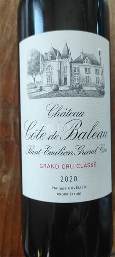 Bordeaux Saint-Émilion Grand Cru Grand Cru Classé Château Côte de Baleau 2020
