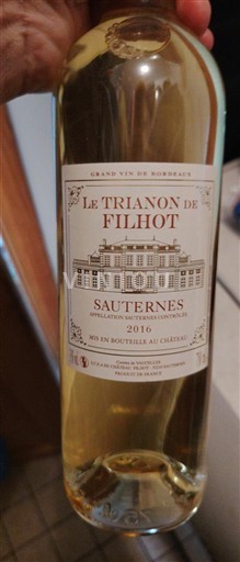 Bordeaux Sauternes Château Filhot Le Trianon de Filhot 2016