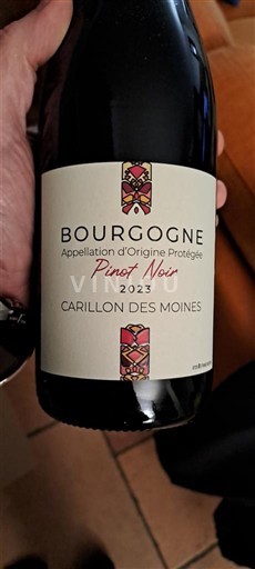 Vin Rouge sec Pinot Noir Carillon des Moines 2023 France Bourgogne AOC