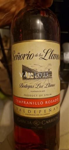 Castela-La Mancha Valdepeñas Señorío de los Llanos Tempranillo Rosado Não Sazonado