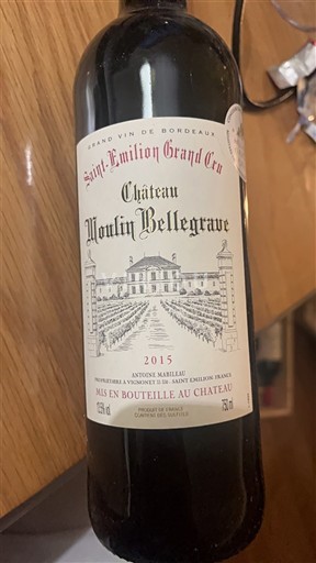 Bordeaux Saint-Émilion Grand Cru Grand Cru Château Moulin Bellegrave 2015