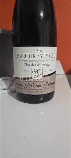 Bourgogne Mercurey Premier Cru Domaine Narjoux et Narjoux Clos des Montaigu 2016