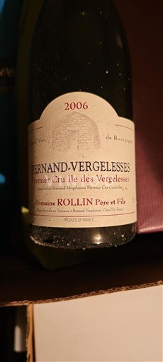 Burgundy Pernand-Vergelesses Premier Cru Domaine Rollin Père et Fils Ile des Vergelesses 2006