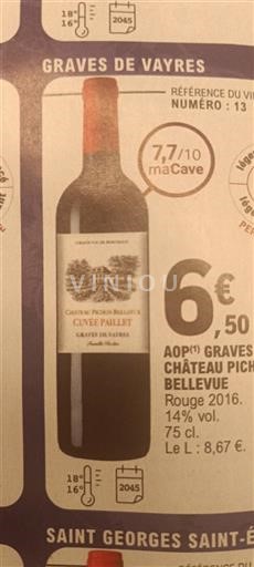 Bordeaux Graves-de-vayres Château Pichon Bellevue Paillet 2016