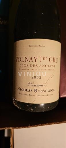 Burgundy Volnay Premier Cru Domaine Nicolas Rossignol Clos des Angles 2002