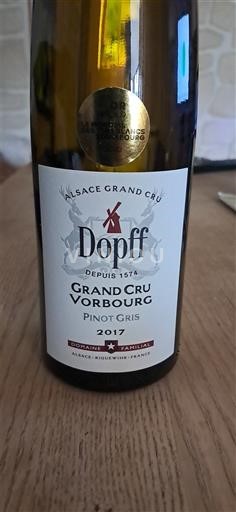 Rượu vang Blanc moelleux Grand cru vorbourg Dopff 2017 Pháp Alsace Pinot xám AOC Grand Cru