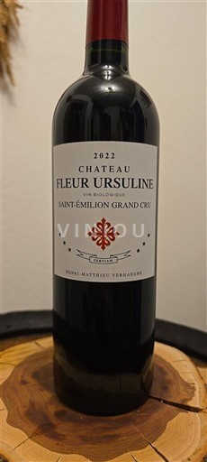 Vin Rouge sec Château Fleur Ursuline 2022 France Bordeaux Saint-Émilion Grand Cru AOC bio