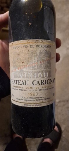 Vin Rouge sec Château Carignan 1990 France Bordeaux Premières-côtes-de-bordeaux AOC